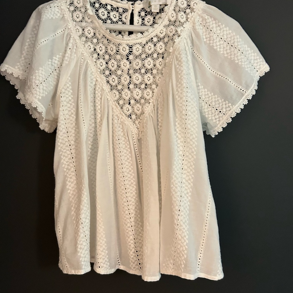 White Flutter Sleeve Blouse